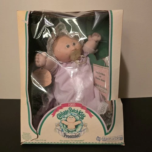 Vintage Cabbage Patch Kids 1985 Preemie Doll March of Dimes #3870 NOB Birth Cert