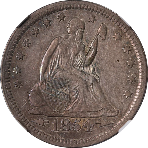 1854-P Seated Liberty Quarter Arrows NGC VF35 Nice Eye Appeal Nice Strike
