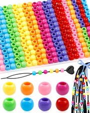 260PCS Large Hole Hair Beads, 10X12Mm Acrylic Pony Beads for Hair Braids, Bulk P