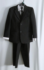 Little Gents 5 Piece Black Suit Boys Size 10 For Party Wedding Plus Garment Bag