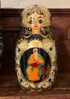 Rare Vintage Gilt Signed 7 Pc Matryoshka Russian Sergiev Fairytale Nesting Dolls — photo 6