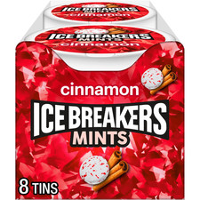 Ice Breakers Cinnamon Sugar Free Mints Tins, 1.5 oz 8 Ounce Pack of 8 