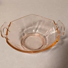 Pink Depression Hexagon 6-Sided Glass 6" Bowl Candy Dish w/ Handles