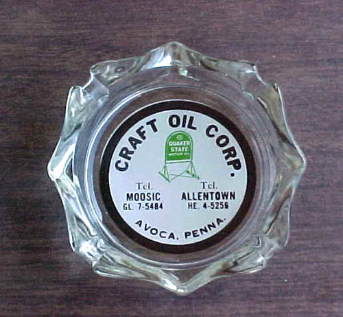 Vintage Quaker State Motor Oil / Craft Oil Corp. Avoca , Moosic , Allentown Pa.