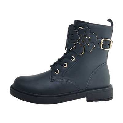 Geox Eclair Kinderschuhe Mädchen Stiefel Schnürstiefel Schwarz Freizeit