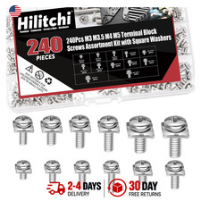240pcs Battery Terminal Bolt Screws Assortment Kit with Square Nuts and Washers