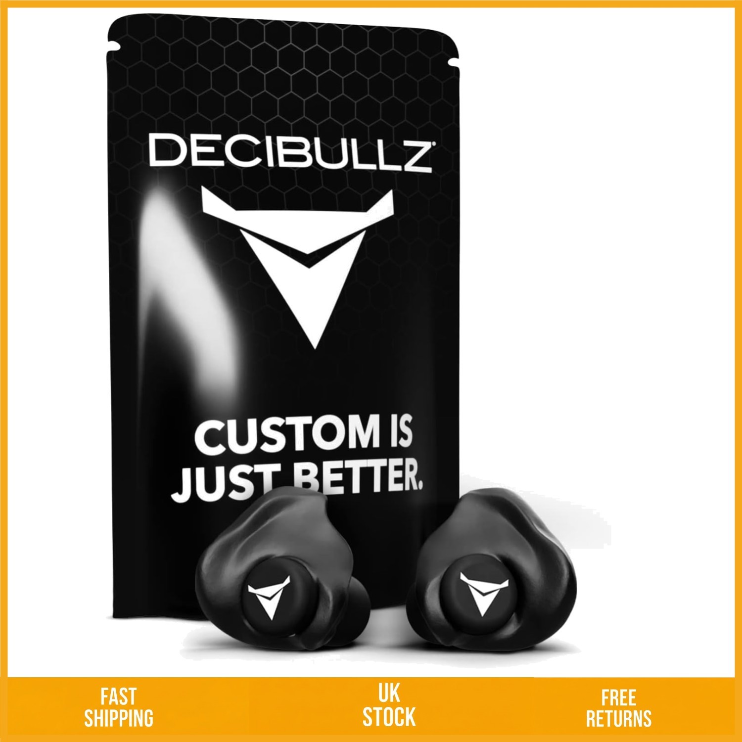 Custom Molded Reusable Noise Reduction Earplugs 25dB Hearing Protection Black
