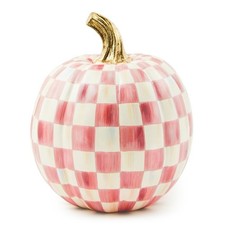 Mackenzie- Childs Bubblegum Pink Check Small Pumpkin Brand New In Original Box