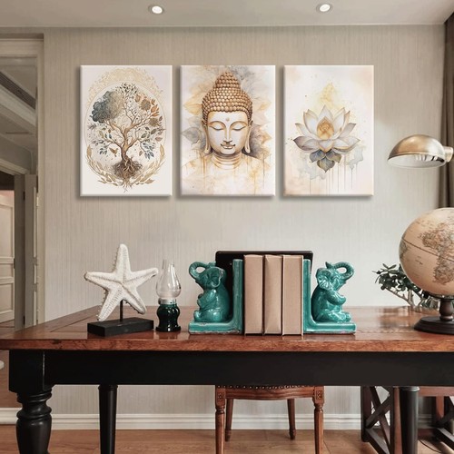3Pcs Religions Buddha Canvas Wall Art Tree of Life Wall Decor Painting Pictur... - Picture 6 of 7