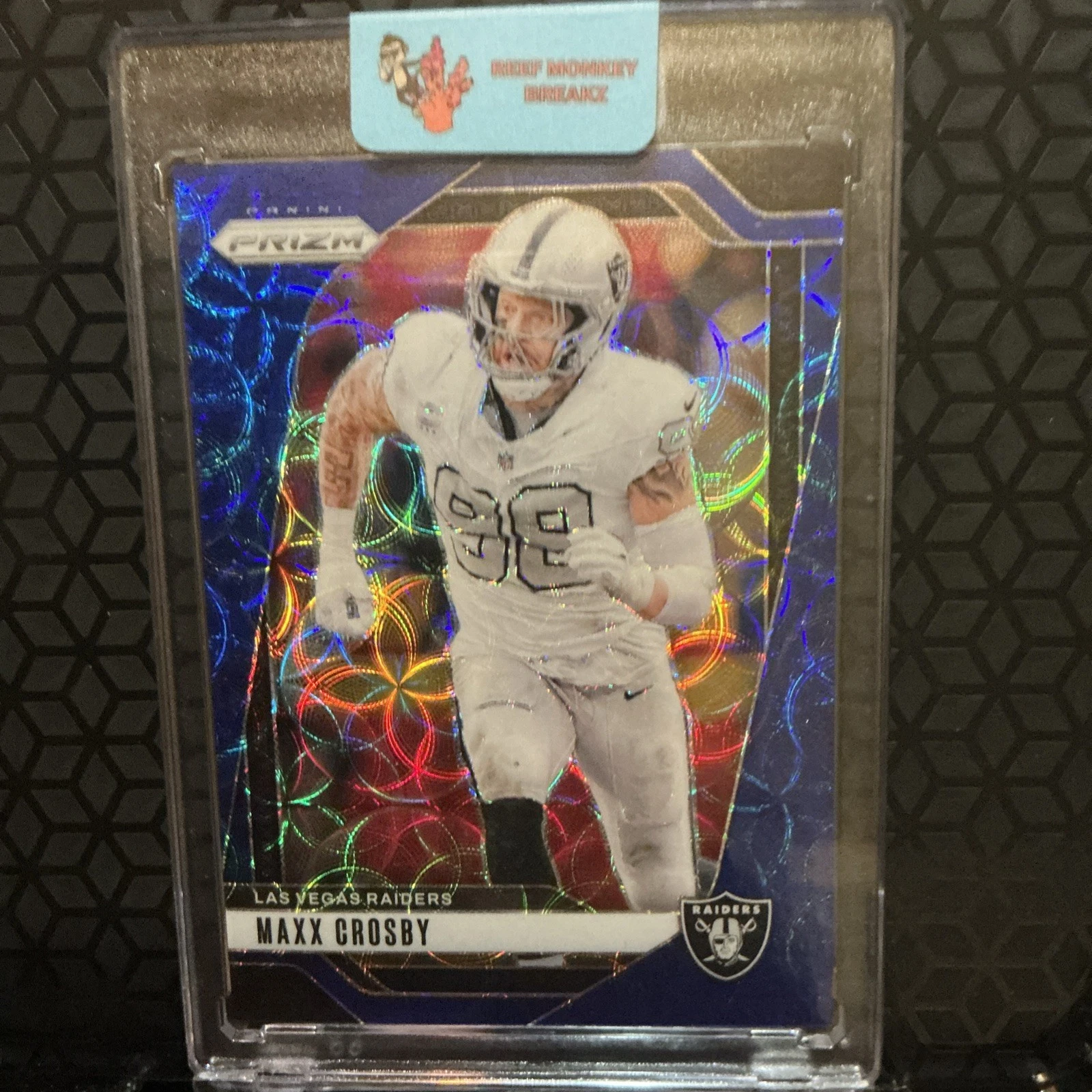 2024 PANINI PRIZM CHOICE FOOTBALL MAXX CROSBY BLUE SCOPE PRIZM 8/14 SSP RARE