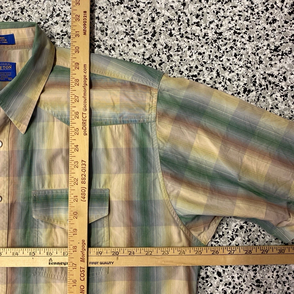 Pendleton Shirt Mens XL Green Cotton Western Wear Pearl Snap - Image 3 of 4