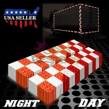 Red & White Safety Reflective Checker Flag Sticker Stripe Warning Mark Bumper