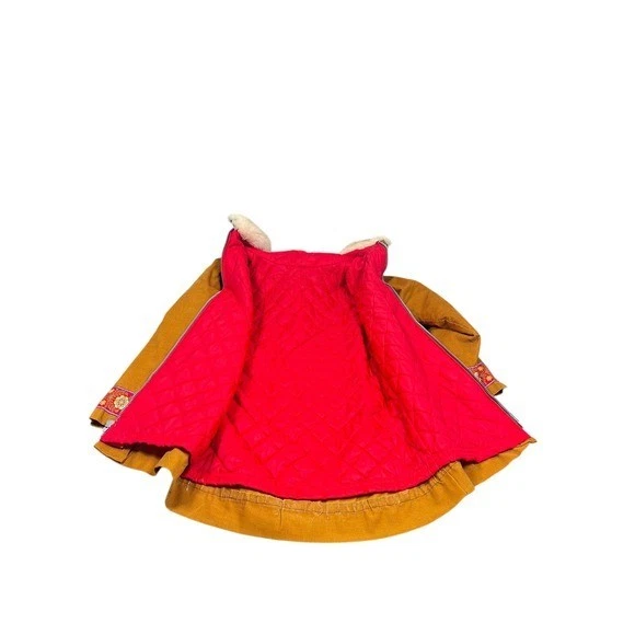 1970-е горчичный желтый вельвет хиппи вышитый цветок пальто размер большой - Изображение 3 из 4