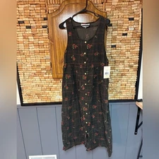 NWT Vintage 90’s Capacity Corded Floral cottage button maxi dress cotton sz M