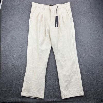 NOVA MEN Textured Pleated Loose Fit Dress Pants Cream Size 34 | eBay