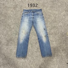 Vintage USA LEE RIDER Actual 32x30 Western Jeans Light Blue Distressed