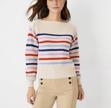 ANN TAYLOR STRIPED BOATNECK SWEATER WOMENS SMALL GOOD CONDITION