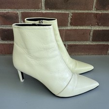 Rag Bone White Cream Leather Beha Pointed Toe Ankle Boots Italy Women s US 6