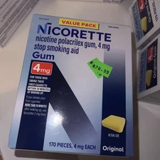 Nicorette Gum Value Pack 4MG Original Flavor 170 Pieces Exp 11/26 NEW