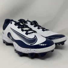 New Nike Alpha Huarache Elite 4 Low MCS Cleat Mens 12 White Navy FD6255-107