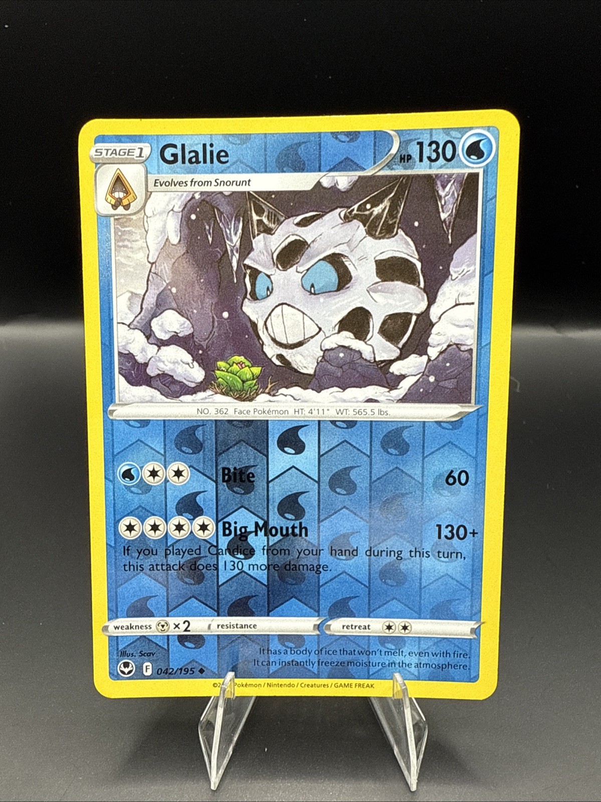 Glalie 42/195 Silver Tempest Reverse Holo Uncommon Pokemon Card Pokémon TCG NM
