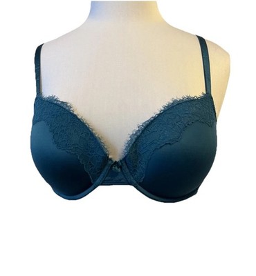 Auden Lace Push Up Demi  Bra Teal Blue Size 34D Sexy Busty Underwire Intimate