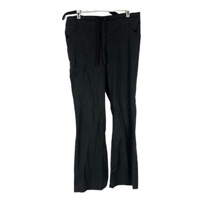 Scrubstar Womens Black Drawstring Cargo Scrub Pants Small S Stretch Cotton Blend