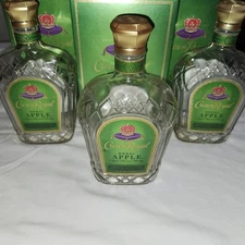 Crown Royal Apple Empty 750mL Bottles With Cap & box, set of 3