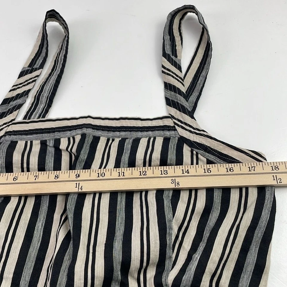 Mini vestido Madewell delantal para mujer talla 12 Evelyn a rayas mezcla de lino bolsillos Foto 3 de 4