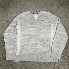 Champion Sweatshirt Mens Medium Heather Gray Small C Logo Pullover Crewneck