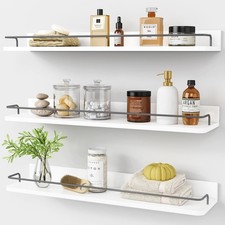24 Inch White Grey Floating Wall Storage Shelves