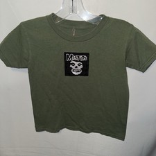 Misfits Green Fiend Skull Patch Women  s Baby Tee T-Shirt Size S Goth