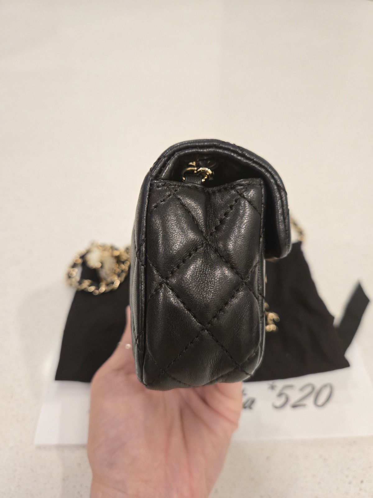 CHANEL Black Micro Mini Rectangular Classic Flap … - image 13