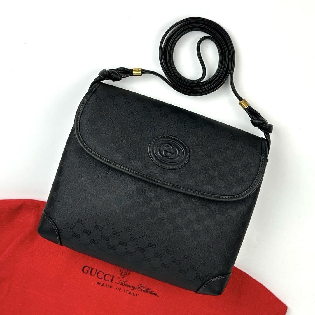 Gucci micro GG PVC leather black crossbody shoulder bag excellent condition