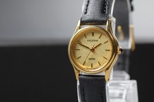Vtg 1993 N MINT Seiko Exceline 4N21-0390 Qz Gold Round Womens Watch From JAPAN