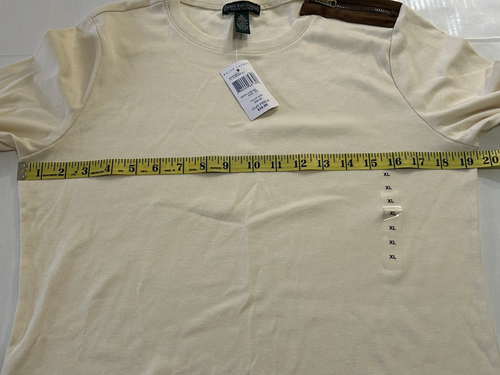 Lauren Ralph Lauren Womens XL Elbow Patches Cream Long Sleeve Equestrian NWT - Picture 11 of 14