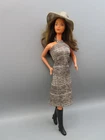 Vintage Barbie Doll Black Knee High Mod Lace Up Boots dress and Hat NO DOLL
