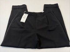ZARA Black Tailored Ankle Pants High Rise Slim Tapered Trouser Size Large