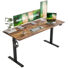 Electric Standing Desk, Large 63 x 24 Inches Height Adjustable Rustic Brown