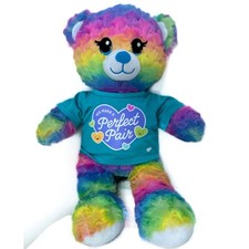 Build A Bear Rainbow/Tie dye "Perfect Match" 17" Teddy Bear Stuff Toy