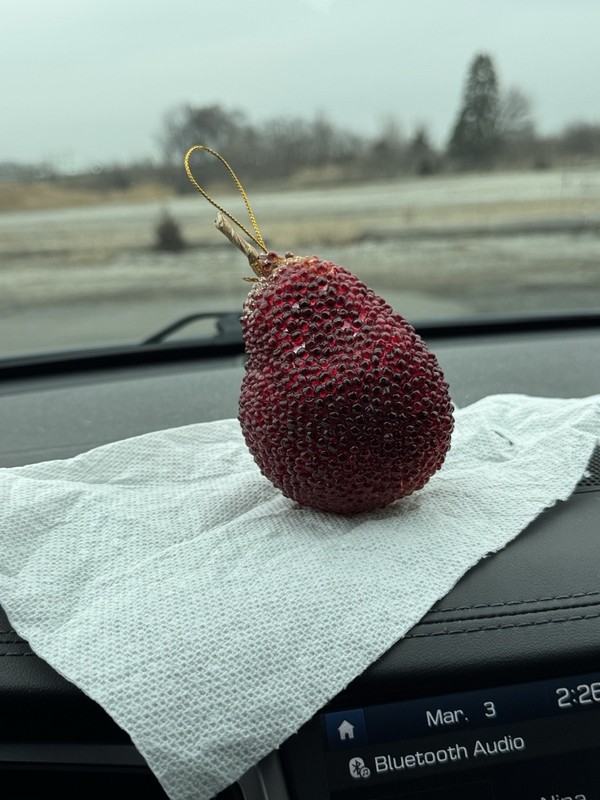 Red Beaded Pear Ornament