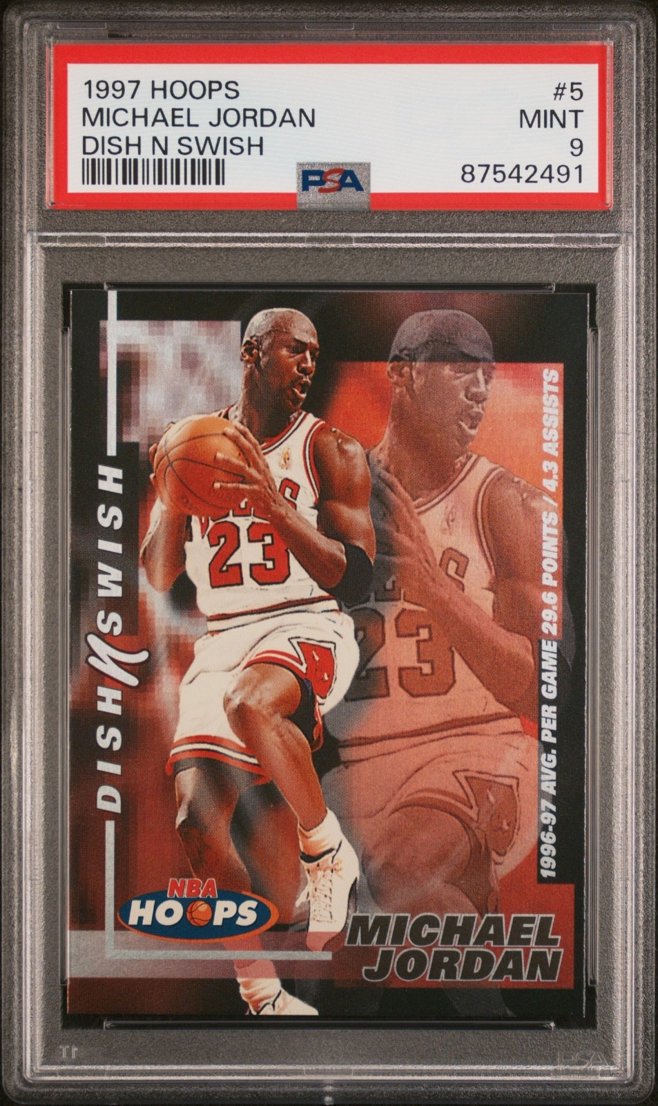 1997 NBA Hoops Dish N Swish Michael Jordan PSA 9 Chicago Bulls (Clean!)