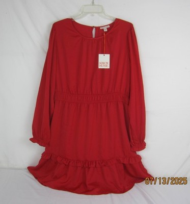 Knox Rose Red Women's Long Sleeve Satin Midi Dress Size L | eBay