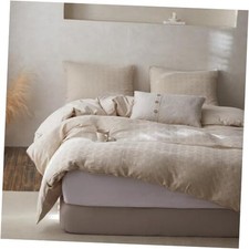 100 Cotton Duvet Cover Set Waffle Weave 2PCS 1 Comforter Cover, 1 Twin Khaki