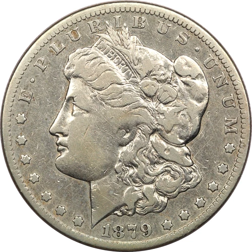 1879-CC Morgan Silver Dollar $1, Fine F, Cleaned