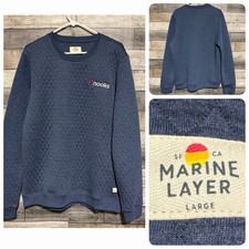 Marine Layer Quilted Sweatshirt Men  s L Blue Pullover Nooks Branded M7