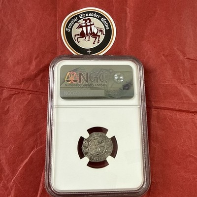 Rare Crusader Coin NGC Certified VF Knights Templar Cross 1285 Charles II Anjou