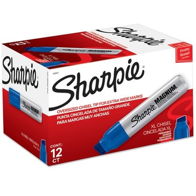 Sharpie Magnum Permanent Markers, Oversized Chisel Tip, Blue, 12 Count  Offic...