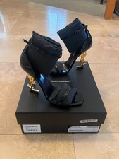 Saint Laurent YSL Opyum Black Patent Leather Sandals Heels WMNS US Sz. 6.5 NEW