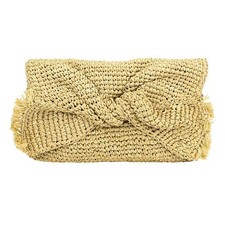 Anya Hindmarch Raffia Bow Clutch Bag Natural Beige New 21cm